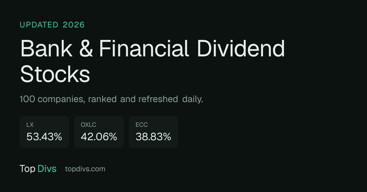 Bank Dividend Stocks 2026 — Highest Yields — TopDivs