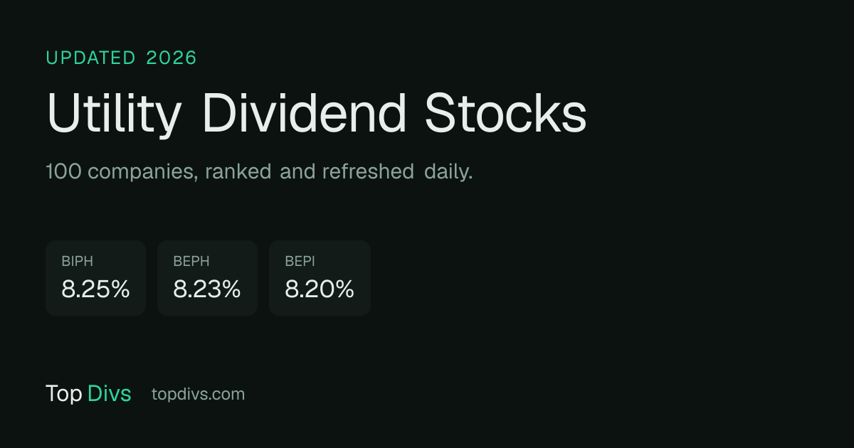 Utility Dividend Stocks 2026 — Highest Yields — TopDivs